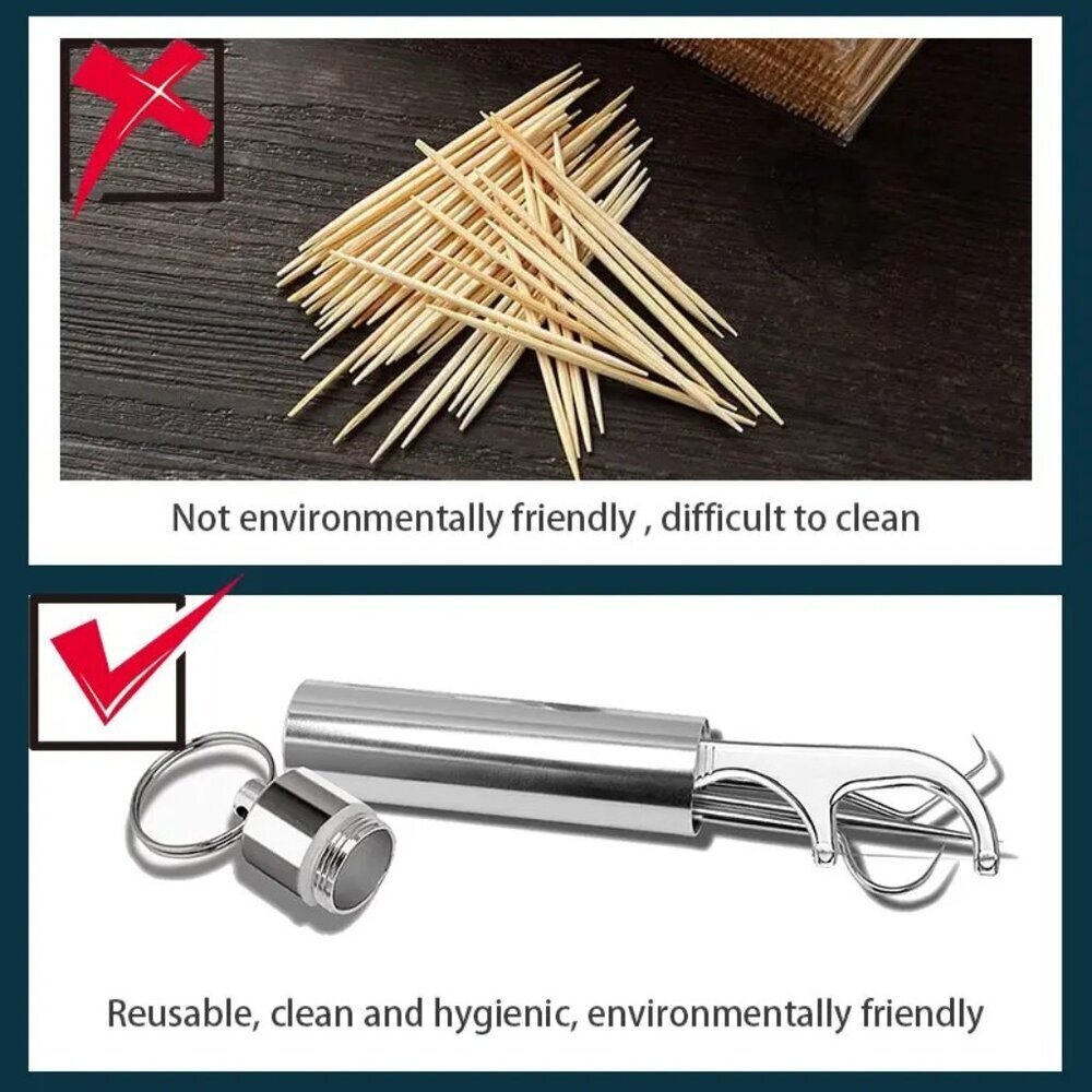 7PC Floss Stick Tools Metal Toothpick - Picture 4 of 5